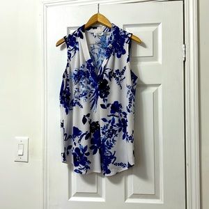 Blue and white blouse in size large.